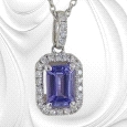 18K White Gold Tanzanite Diamond Necklace