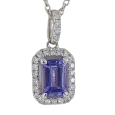 18K White Gold Tanzanite Diamond Necklace