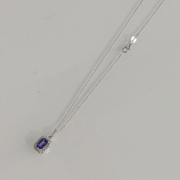 18K White Gold Tanzanite Diamond Necklace