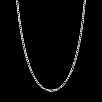 Cadena cubana de plata 925 bañada en rodio. Ancho: 2.12mm. Largo: 60cm. Elegancia atemporal.