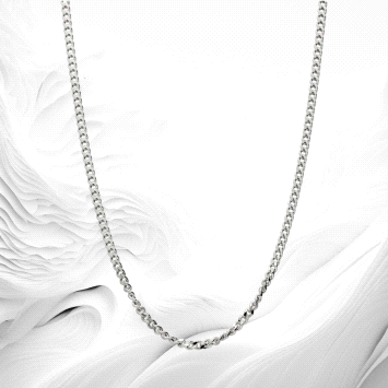 925 silver Cuban chain, 2.12mm width, 45cm length. Rhodium-plated finish for extra shine. Durable, timeless style.