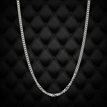 925 silver Cuban chain, 2.12mm width, 45cm length. Rhodium-plated finish for extra shine. Durable, timeless style.