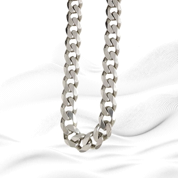 Solid 925 silver curb chain, 60cm length, 11.4mm wide. Weight: 108g. Statement style in premium sterling silver.