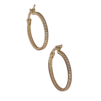 Stylish unisex hoop earrings crafted in radiant 18K yellow gold, featuring sparkling zircon accents. Lightweight at 2g for every