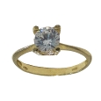 18K Gold Solitaire Zircon Ring