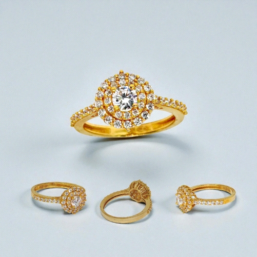 18K Gold Cluster Ring with Zircon