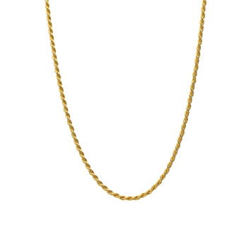 925 sterling silver chain with gold plating, solid rope link design. 1.50mm thick, 45cm long, lobster clasp. Weight: 4.7g.