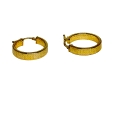 18K Gold Hoop Earrings – Greek Engraving – 4mm × 15mm 18K Gold Hoop Earrings – Greek Engraving – 4mm × 15mm