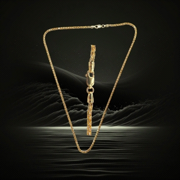 9K gold Spiga chain, 3mm wide, 45cm long, 10.73g. Finished with a polished lobster clasp.?? Long Description