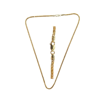 9K gold Spiga chain, 3mm wide, 45cm long, 10.73g. Finished with a polished lobster clasp.?? Long Description