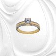 9K Yellow Gold Ring – Solitaire with Dual-Row Accent Stones – 1.98g