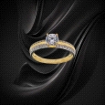 9K Yellow Gold Ring – Solitaire with Dual-Row Accent Stones – 1.98g