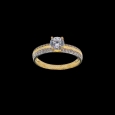 9K Yellow Gold Ring – Solitaire with Dual-Row Accent Stones – 1.98g