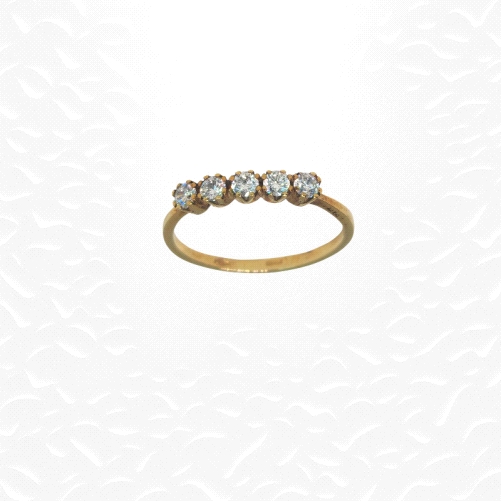 9K Yellow Gold Ring with Five Zircons – 1.3g