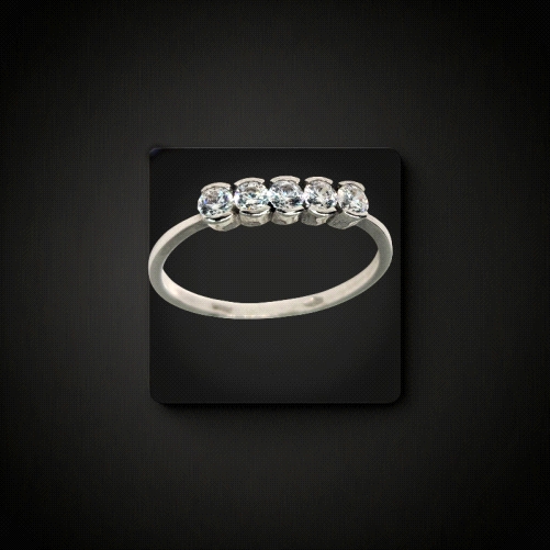 9K White Gold Ring – Medium Zircon Line – 1.36g