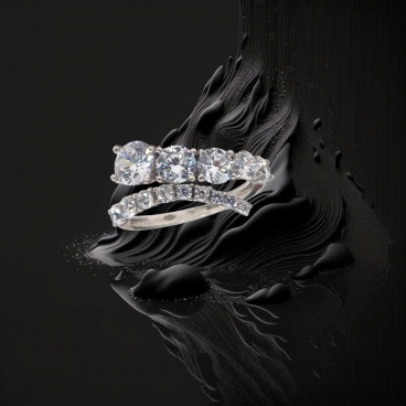 9K White Gold Ring – Graduated Zircon Arc – 3.4g – S14