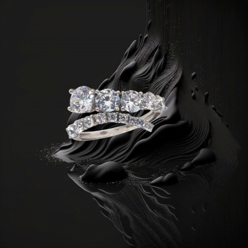 9K White Gold Ring – Graduated Zircon Arc – 3.4g – S14