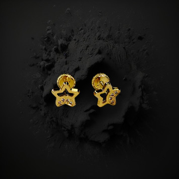 18K Gold screw back star earrings