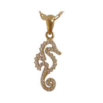 18K Gold Sea Horse Pendant