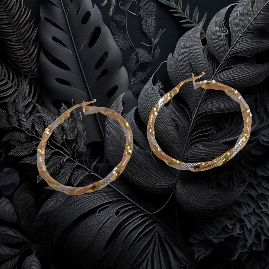 9k Gold tri-color gold hoop earrings