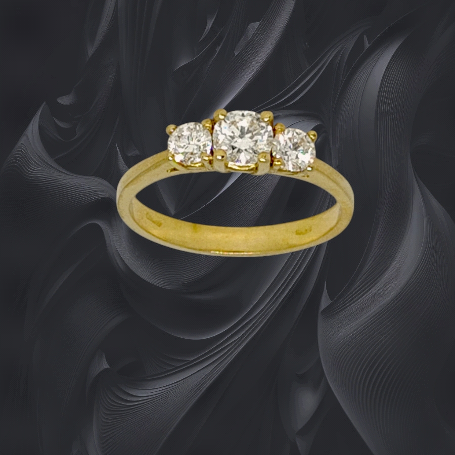 18K Gold Triology Ring Lab Diamond 0.57ct