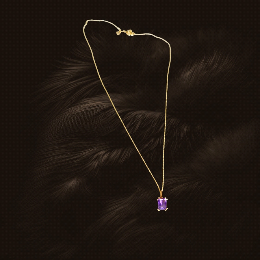 18K Gold Necklace with Amethyst