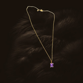 18K Gold Necklace with Amethyst