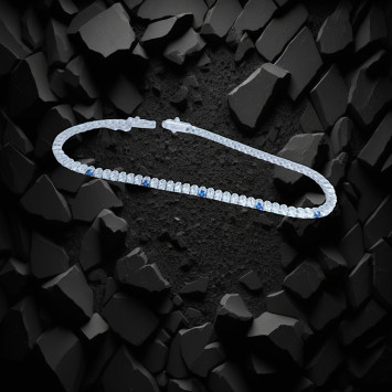 18K White Gold Riviere Bracelet sapphire and Zircon