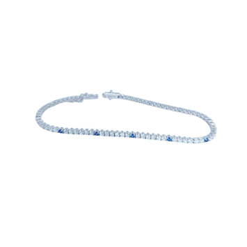 18K White Gold Riviere Bracelet sapphire and Zircon