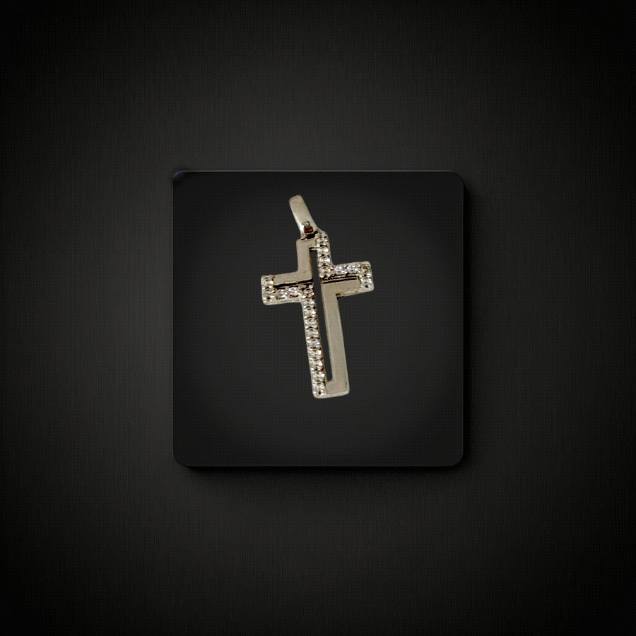 9k White Gold Cross pendant with zircon