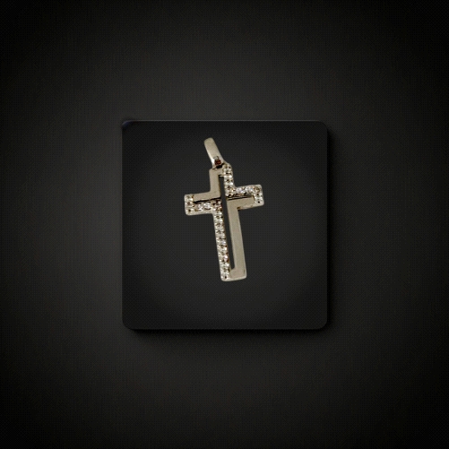 9k White Gold Cross pendant with zircon