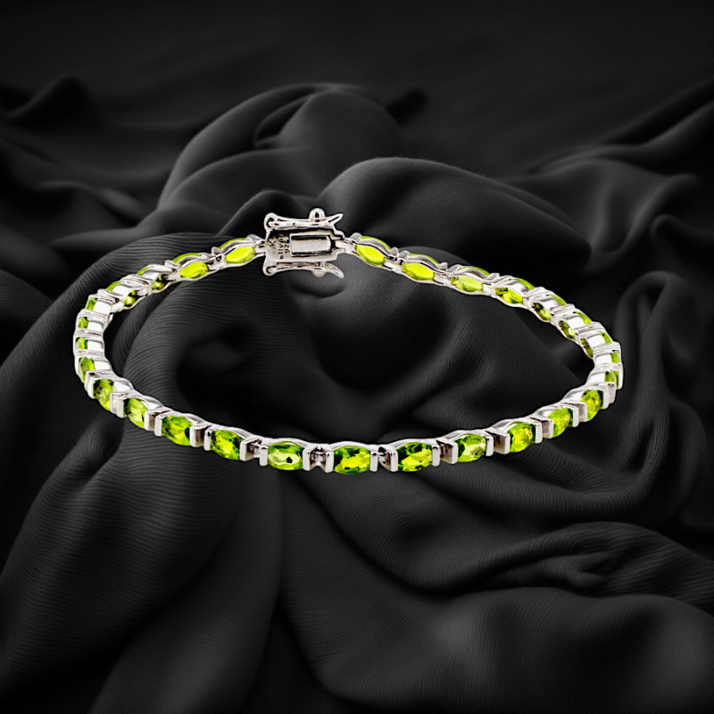 925 Silver Peridot Riveire Bracelet